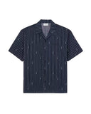 Camicia LACOSTE uomo CH2343 Nera relaxed fit taglio boxy stampa all over