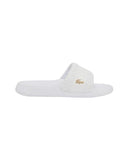 Ciabatte LACOSTE uomo Serve Slide Hybrid E03862 Bianche tinta unita dettaglio logo regular fit