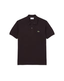 LACOSTE men's polo shirt L1212 Dark brown garlic classic buttons ribbed