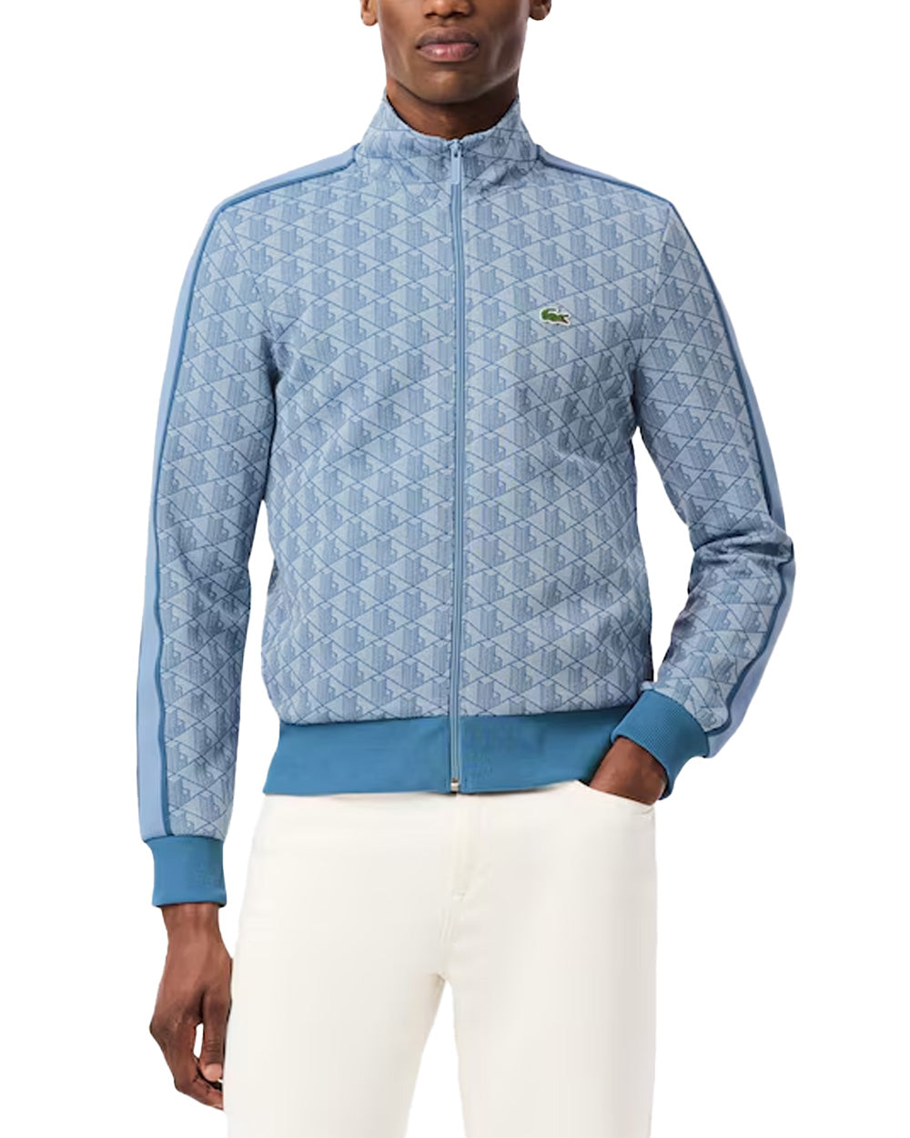 LACOSTE Felpa LACOSTE uomo PARIS SH1368 Celeste cotone organico monogramma taglio regular fit tasche coccodrillo SH1368 1QI 
