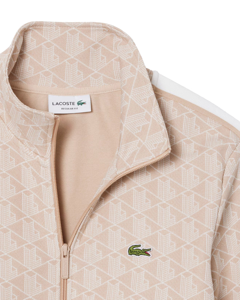 LACOSTE Felpa LACOSTE uomo PARIS SH1368 Beige cotone organico monogramma taglio regular fit tasche coccodrillo SH1368 8GI 