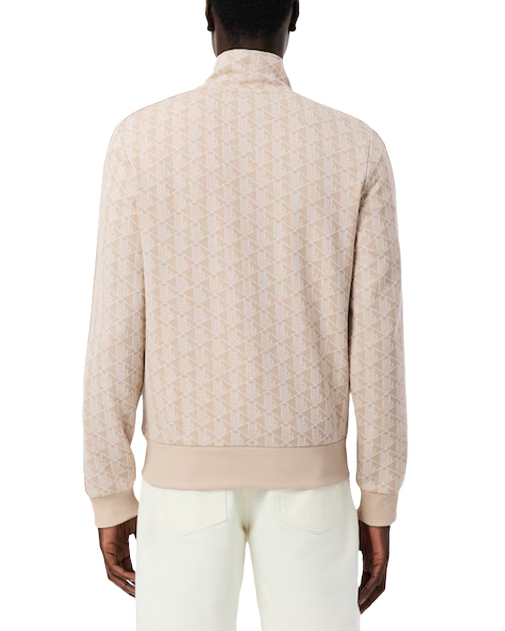 LACOSTE Felpa LACOSTE uomo PARIS SH1368 Beige cotone organico monogramma taglio regular fit tasche coccodrillo SH1368 8GI 