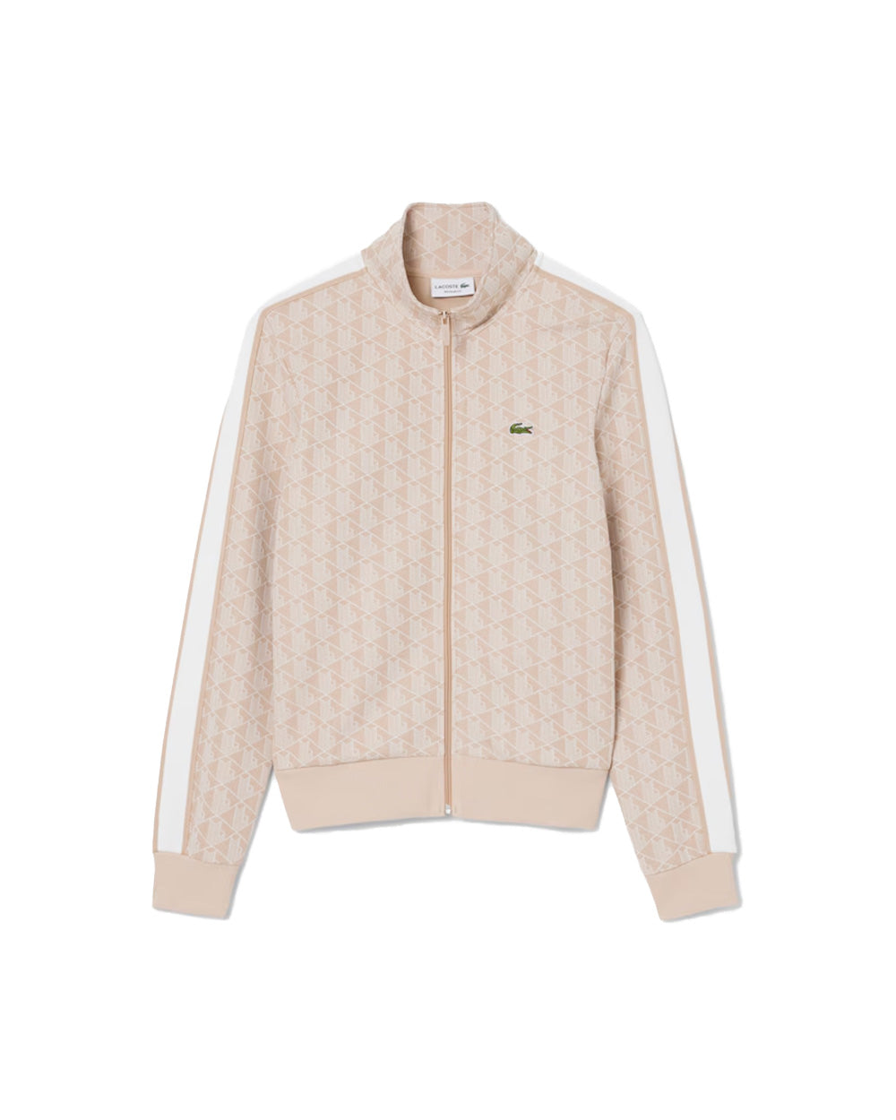 LACOSTE Felpa LACOSTE uomo PARIS SH1368 Beige cotone organico monogramma taglio regular fit tasche coccodrillo SH1368 8GI 