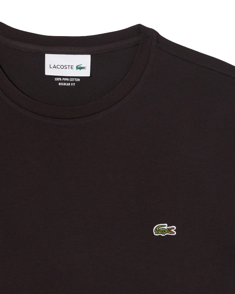 LACOSTE T-shirt LACOSTE uomo TH6709 Marrone pregiato cotone taglio dritto regular coccodrillo TH6709 3LA 