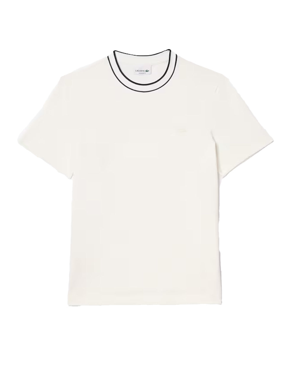 LACOSTE T-shirt LACOSTE uomo TH8174 Bianca cotone regular taglio dritto colletto costine righe coccodrillo TH8174 70V 