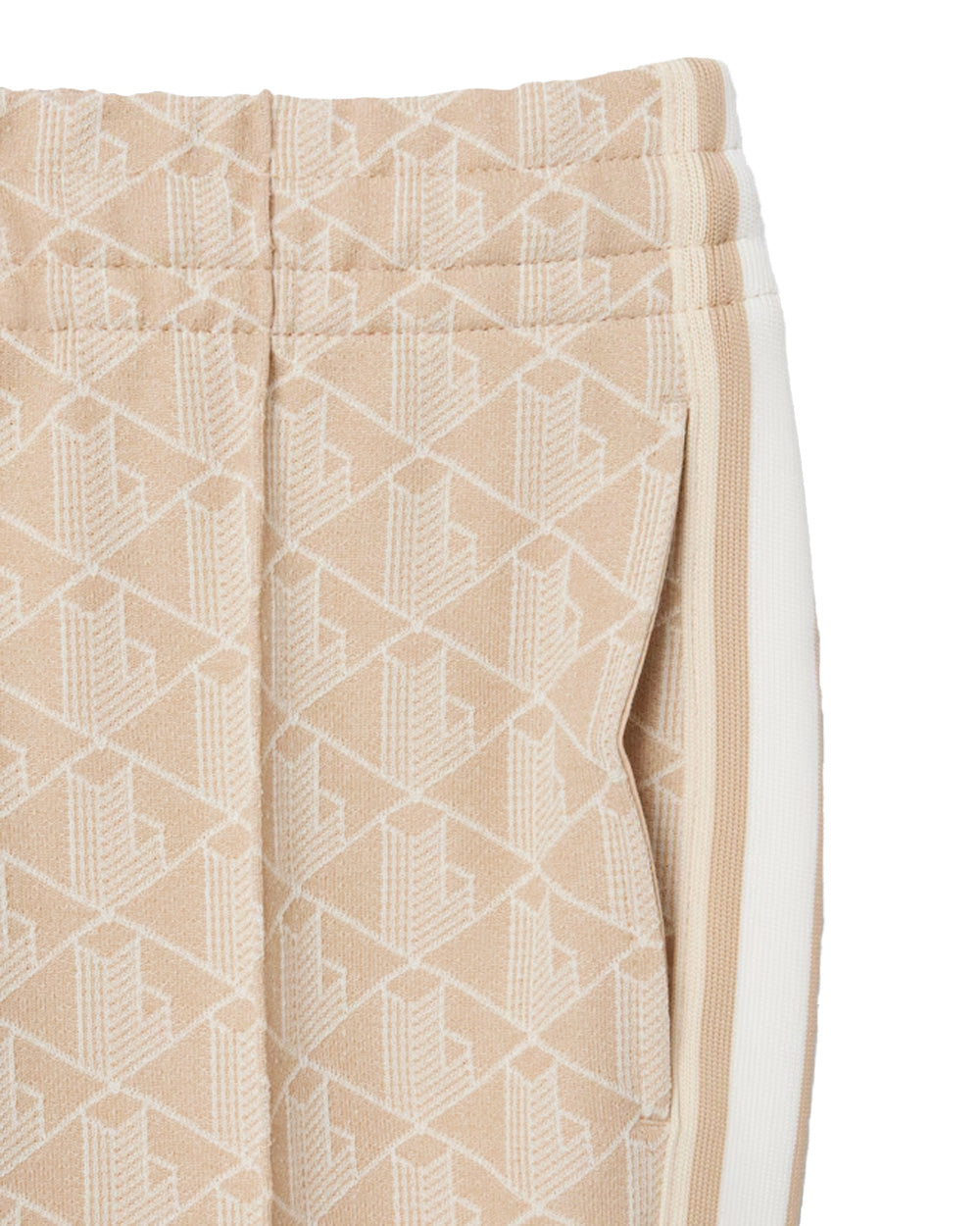LACOSTE Pantalone LACOSTE donna XF9313 Beige cotone svasato monogramma jacquard all over coccodrillo<BR/> XF9313 8GI 