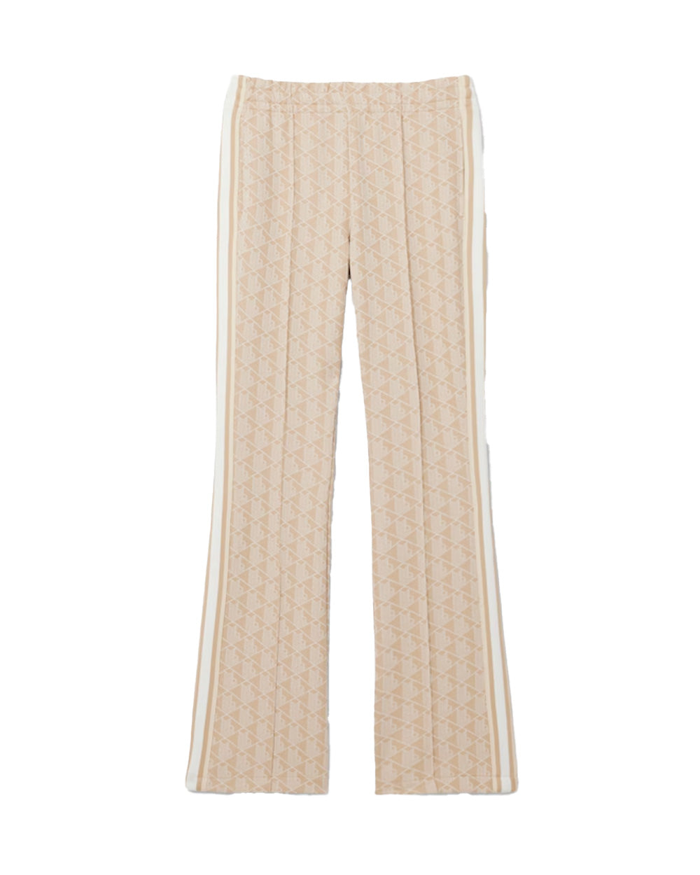LACOSTE Pantalone LACOSTE donna XF9313 Beige cotone svasato monogramma jacquard all over coccodrillo<BR/> XF9313 8GI 