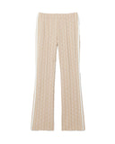 LACOSTE women's trousers XF9313 Beige cotton flared monogram jacquard all over crocodile