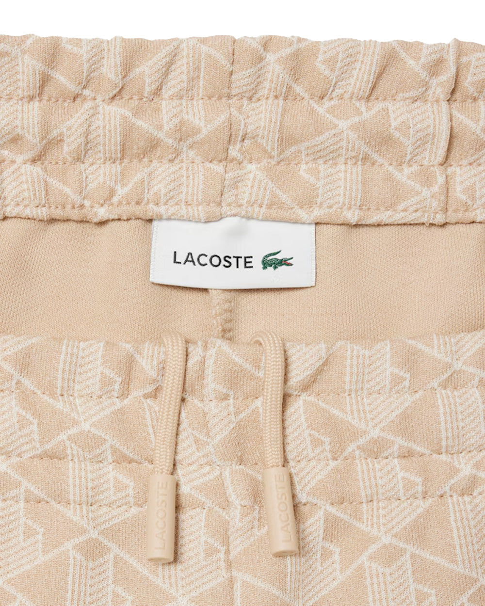 LACOSTE Pantalone LACOSTE donna XF9313 Beige cotone svasato monogramma jacquard all over coccodrillo<BR/> XF9313 8GI 