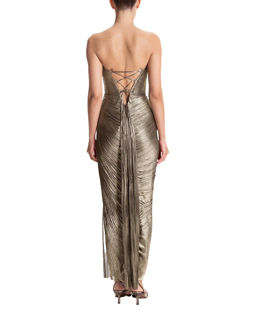 MARIA LUCIA HONAN Abito MARIA LUCIA HONAN donna Amisha PF006437 Oro senza spalline foderato cut out cerniera<BR/> PF006437 3 