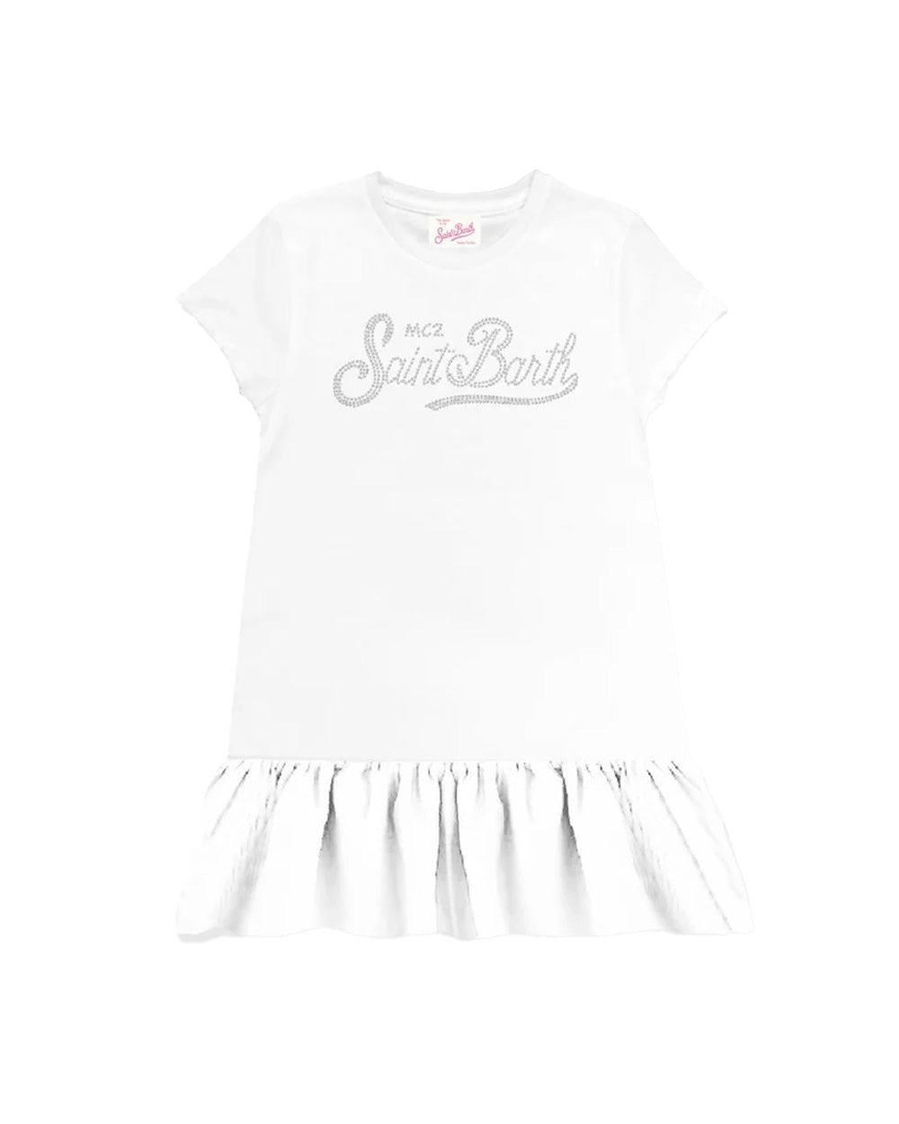 MC2 SAINT BARTH Abito MC2 SAINT BARTH bambina Abbey Chic ABY000202296L Bianco linea svasata cotone logo strass regolare ABY000202296L 01 