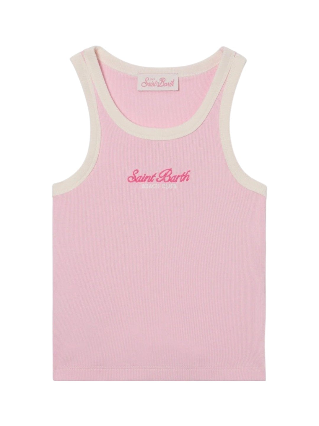 MC2 SAINT BARTH Top MC2 SAINT BARTH bambina BLUE002 04213L 2010 Blue Jr con logo ricamato e profili Rosa Panna<BR/> BLUE00204213L 2010 