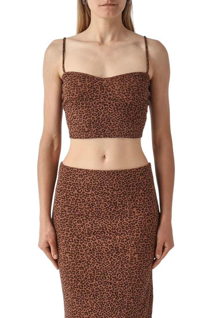 MC2 SAINT BARTH Top MC2 SAINT BARTH donna DEBO001 08698L 18 Deborah Rib Pastel in cotone stretch animalier Marrone<BR/> DEBO00108698L 18 