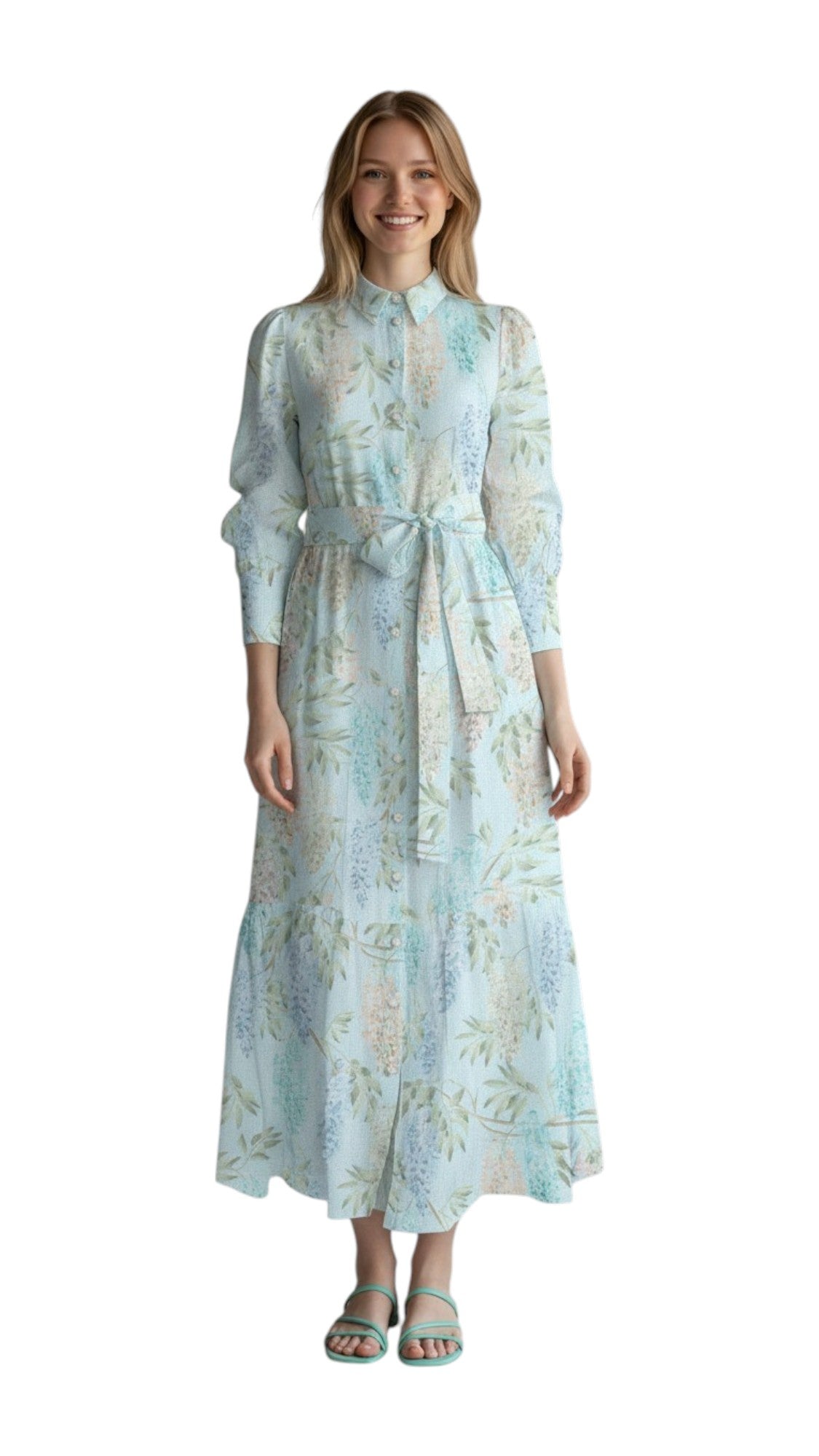 MC2 SAINT BARTH Abito MC2 SAINT BARTH donna JNS0001 09000L 56 Jensen Linen Wisteria floreale Verde acqua<BR/> JNS000109000L 56 