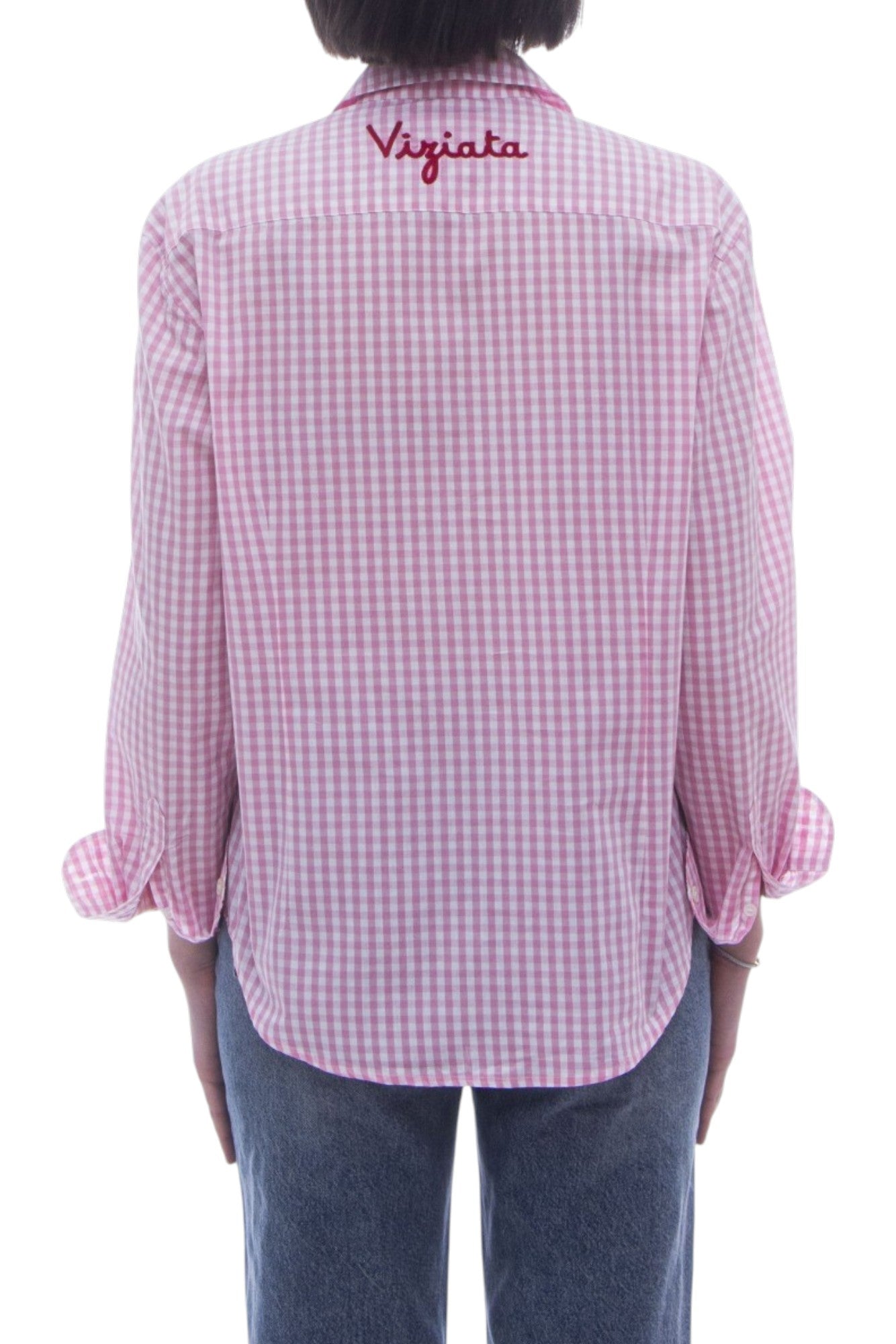 MC2 SAINT BARTH Camicia MC2 SAINT BARTH donna MDH001 00723L 21 Meredith Cotton Stripe con ricamo Viziata a quadri Rosa <BR/> MDH00100806L 21 