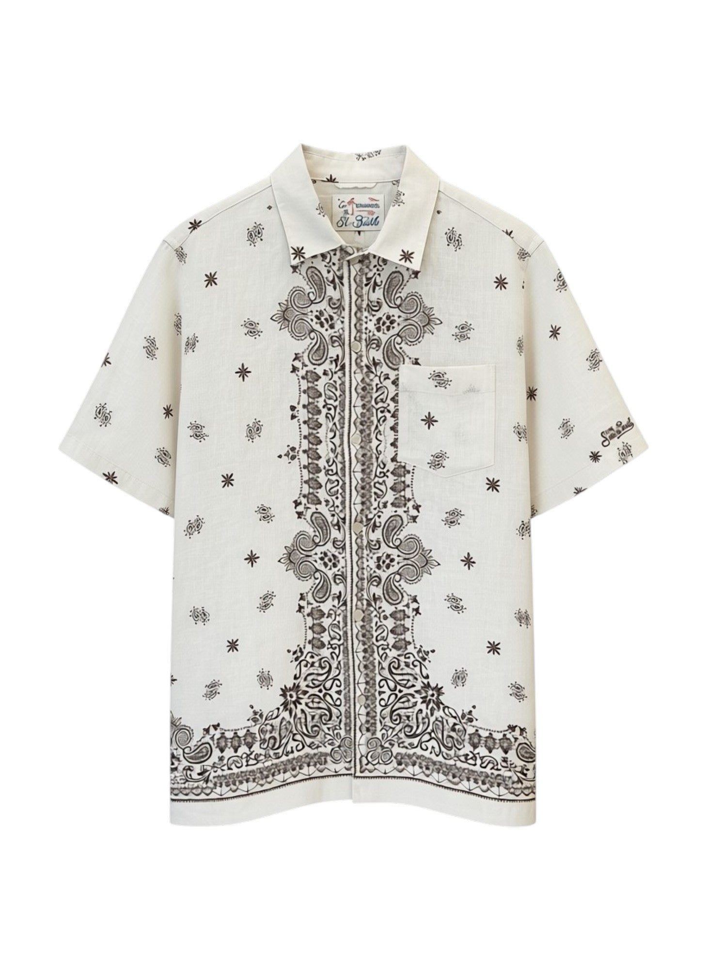 MC2 SAINT BARTH Camicia MC2 SAINT BARTH uomo SIF0003 07980L 11 Sifnos Placed in lino con stampa Bandanna Paisley Beige<BR/> SIF000307980L 11 
