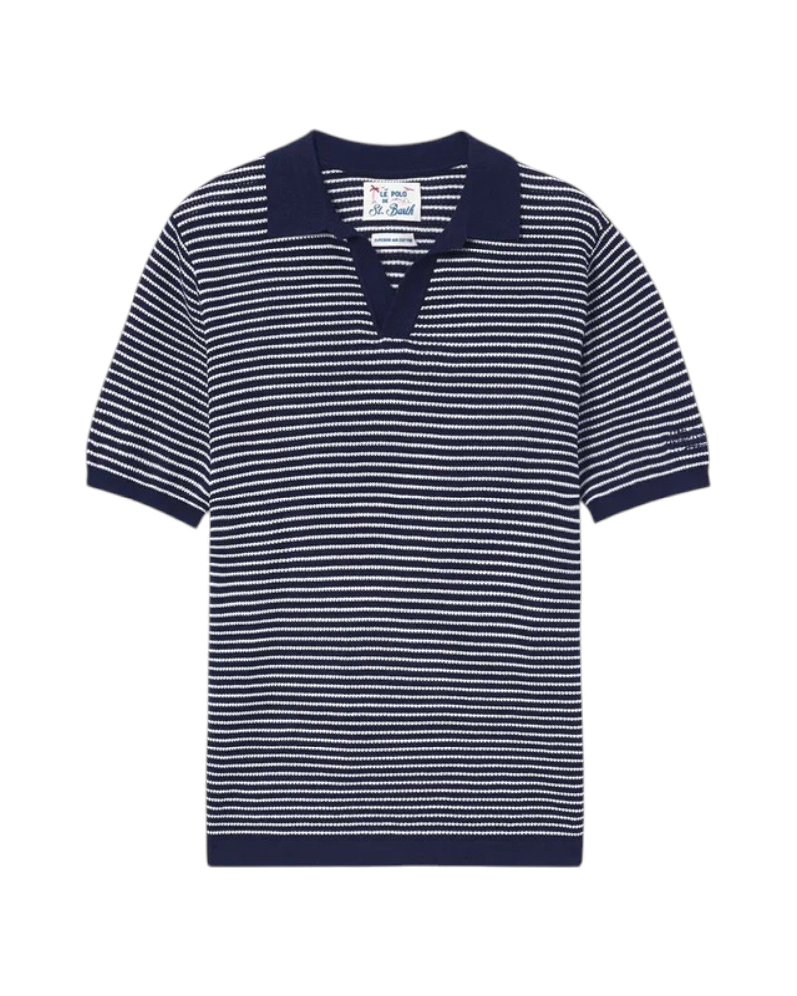 MC2 SAINT BARTH Polo MC2 SAINT BARTH uomo SLO0010 00109L 6110 Sloan in maglia di cotone con righe Bianco Blu Scuro SLO001000109L 6110 