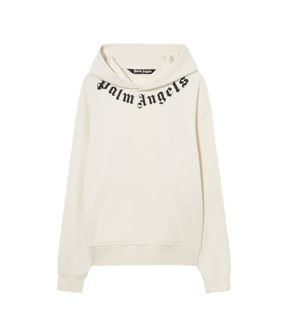 PALM ANGELS Felpa Palm Angels uomo PMBB17DS26FLE007 bianca logo sul collo cappuccio<BR/> PMBB17DS26FLE007 0310 