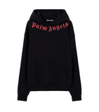 Felpa Palm Angels uomo PMBB17DS26FLE007 nera logo sul collo cappuccio