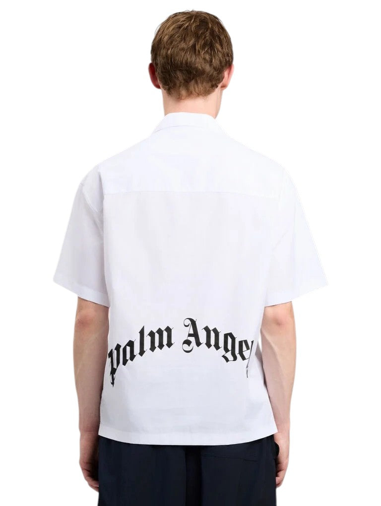 PALM ANGELS Camicia Palm Angels uomo PMGG00AS26FAB0010 310 Back Curved Logo Bowling Bianco<BR/> PMGG00AS26FAB001 0310 