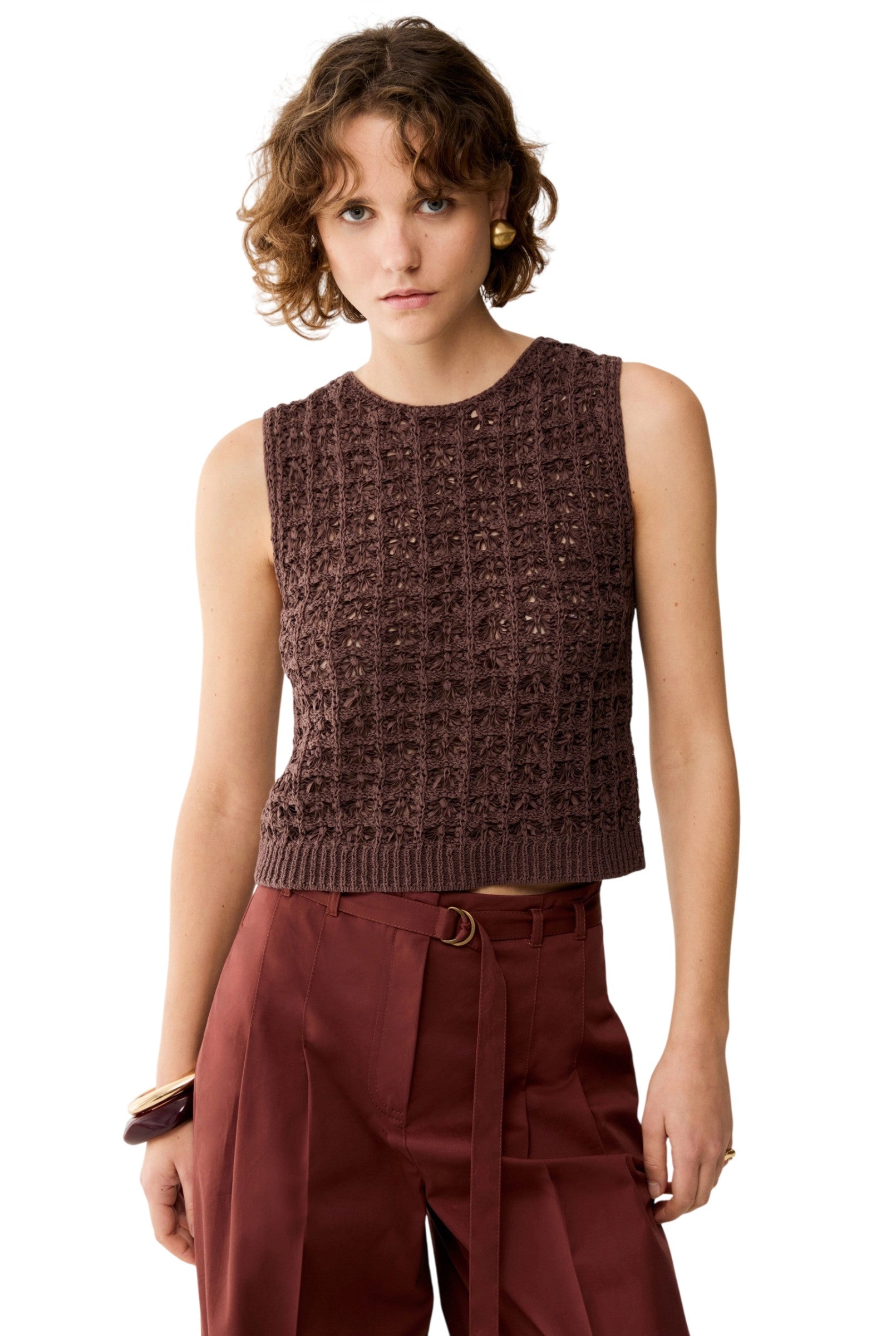 PENNYBLACK Top Pennyblack donna 2612361012200 002 Torre in maglia Marrone<BR/> 2612361012200 002 