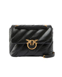 PINKO women's BIG LOVE BAG PUFF 100037A0F2 Black quilted suede microfiber leather