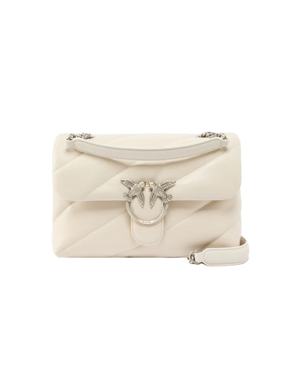 PINKO Borsa PINKO donna CLASSIC LOVE BAG PUFF 100038A0F2 Bianca nappa pelle trapuntatura tracolla argento 100038A0F2 Z14O 