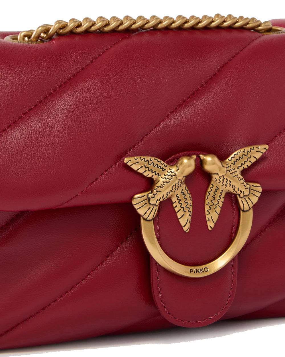 PINKO Borsa PINKO donna MINI LOVE BAG PUFF 100039A0F2 rossa nappa pelle oro trapuntatura tracolla 100039A0F2 RR8 