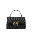 PINKO Women's LOVE LADY PUFF CLASSIC CL 100043A0GK Black gold quilted nappa leather shoulder bag with buckle