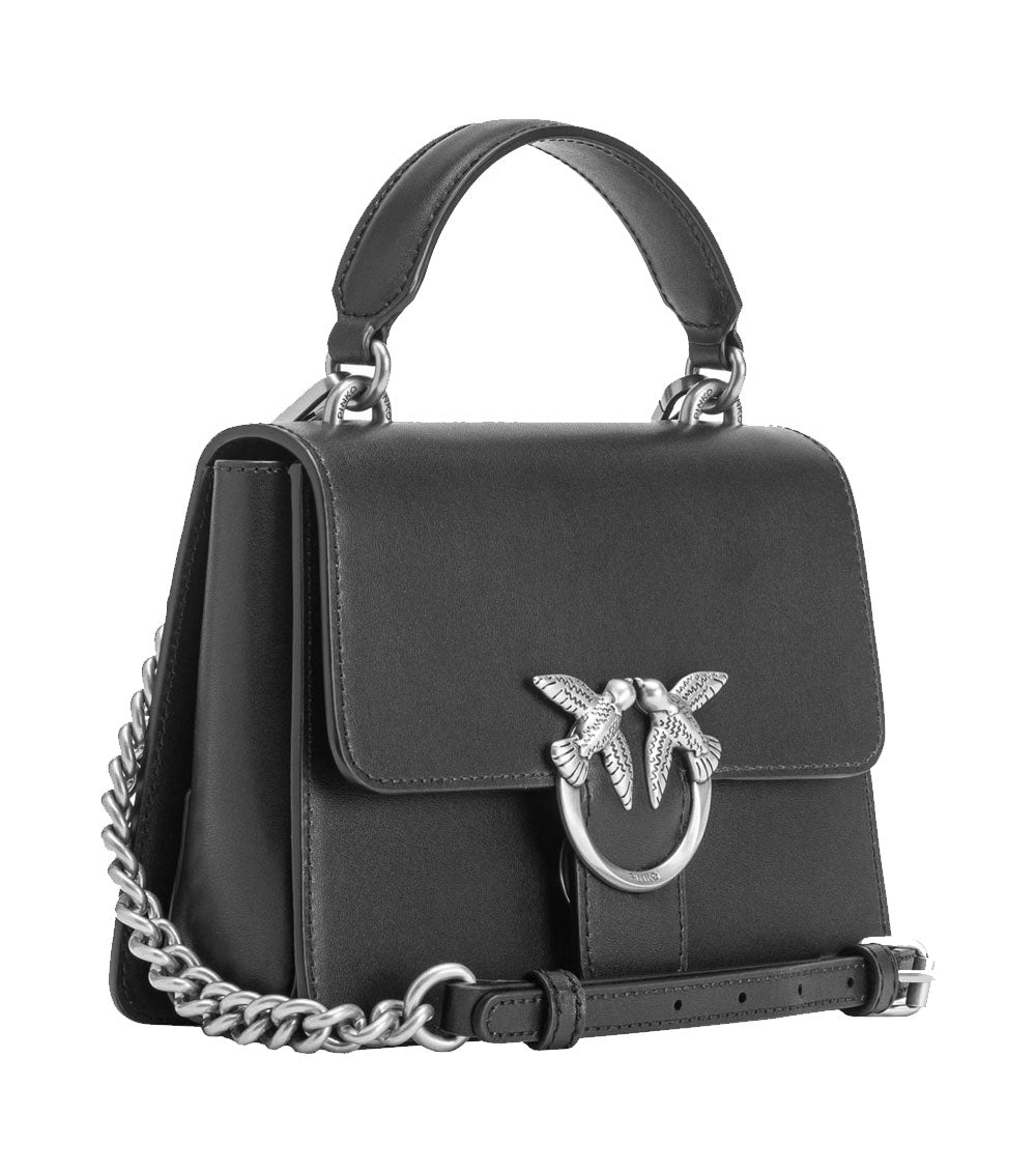 PINKO Borsa PINKO donna LOVE BAG ONE TOP HANDLE LIGHT SIMPLY 100071A0F1 Nera pelle argento tracolla manico 100071A0F1 Z99O 