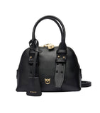 Pinko women's bag 105333A0QO black gold leather love birds Bowling zip mini