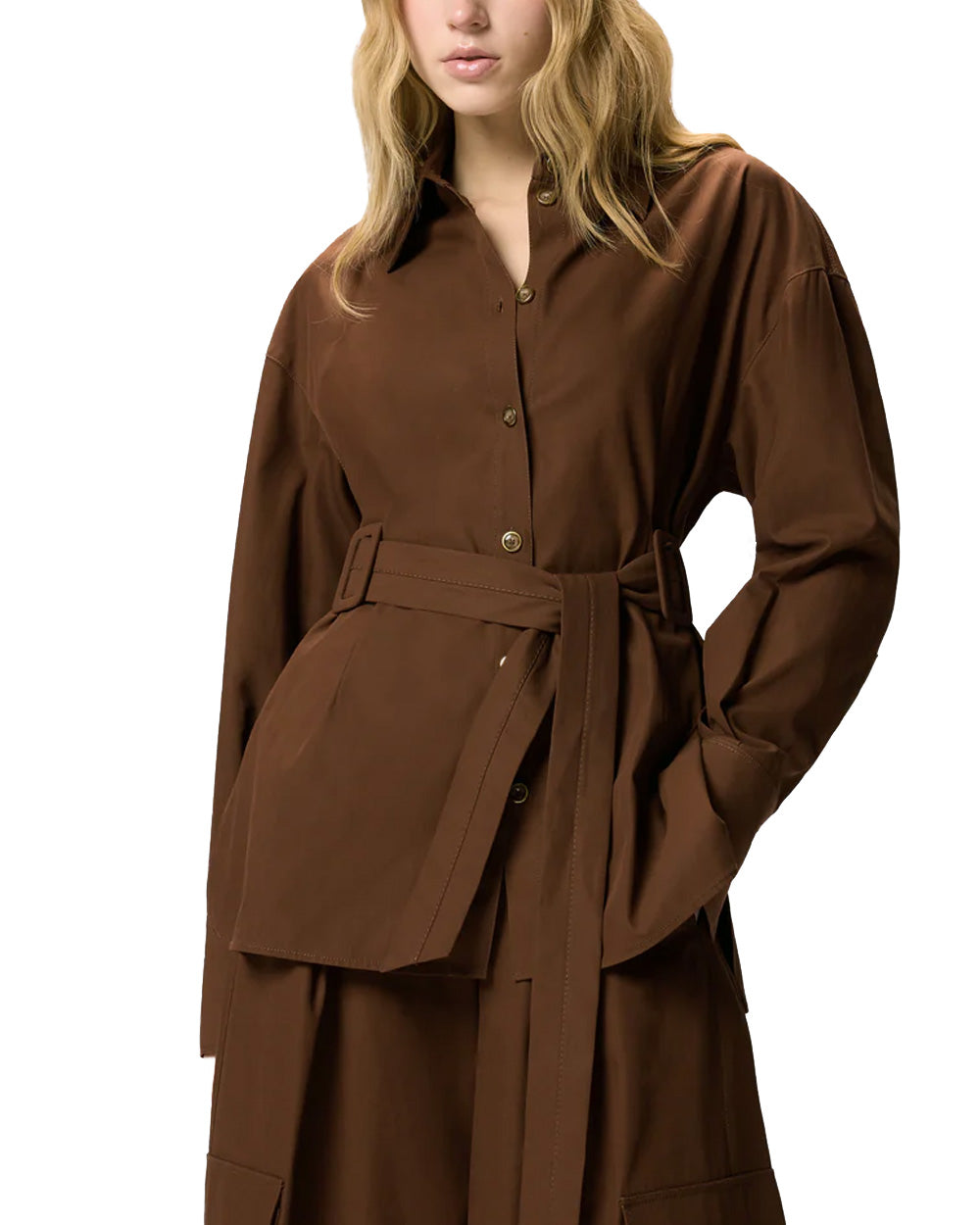 PINKO Giacca PINKO donna CHERYL OVERSHIRT 106153A2ER Marrone cotone twill colletto a punta 106153A2ER L78 
