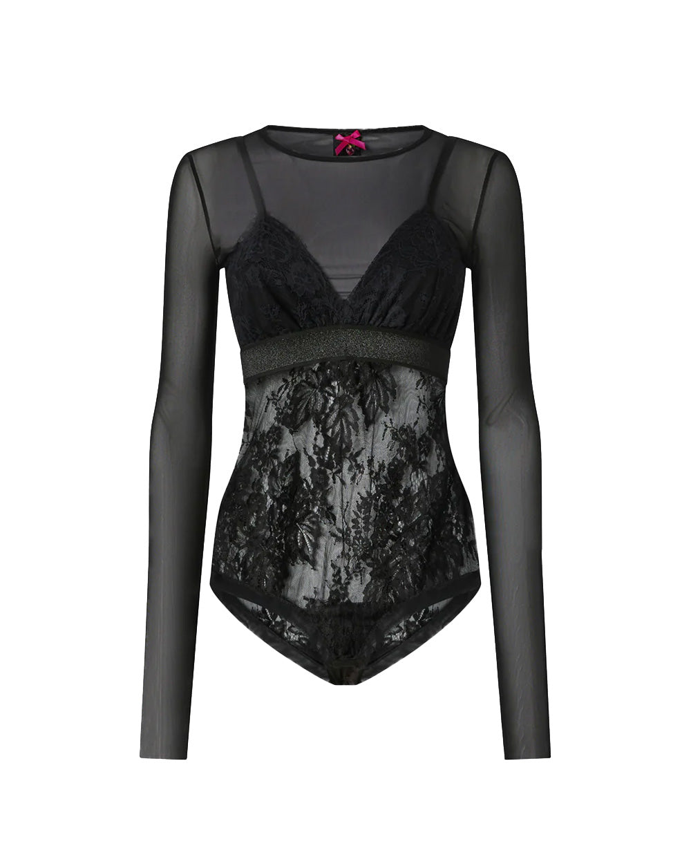 PINKO Body PINKO donna FAGIOLINO BODYSUIT 106272A33E Nero pizzo tulle spalline semitrasparente<BR/> 106272A33E Z99 