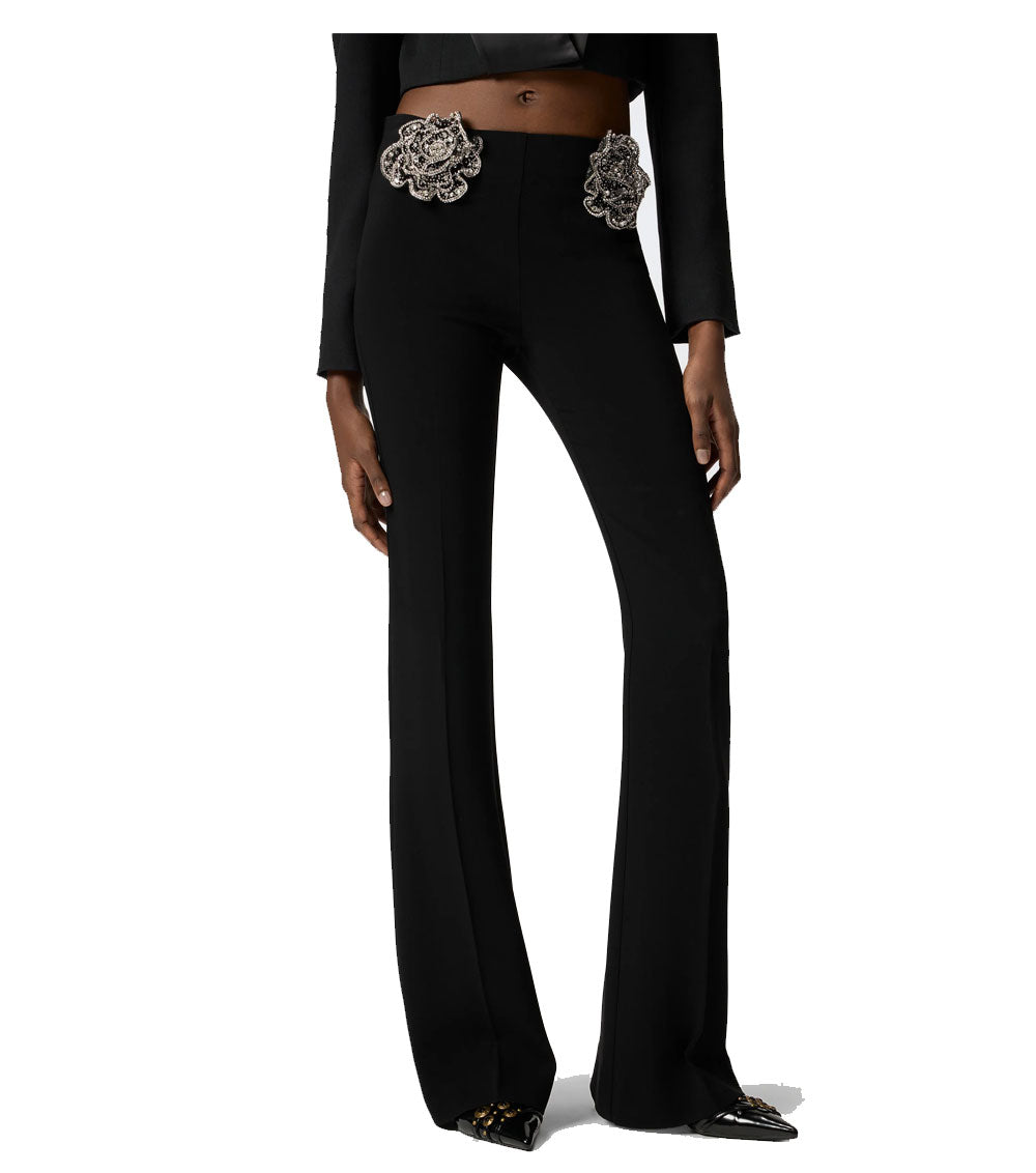 PINKO Pantaloni donna Pinko 106445A31P Cocomero nero rose gioiello ricamate<BR/><BR/> 106445A31P Z99 