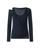 T-shirt Pinko donna 106456A2CL Justine blu semitrasparente