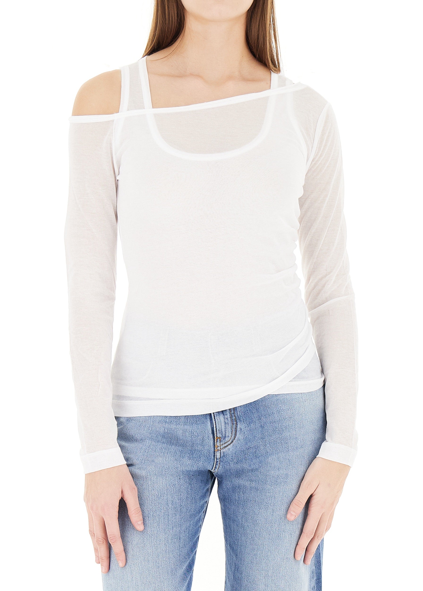 PINKO Maglia Pinko donna 106456A2CL Z04 Justine con top integrato Bianco<BR/> 106456A2CL Z04 