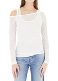 Maglia Pinko donna 106456A2CL Z04 Justine con top integrato Bianco
