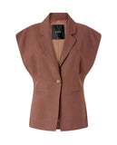 Giacca donna Pinko 106509A2W6 Floella marrone smanicato rustico