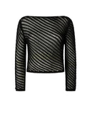 T-shirt donna Pinko 106540A36H Faglia nera effetto uncinetto paillettes