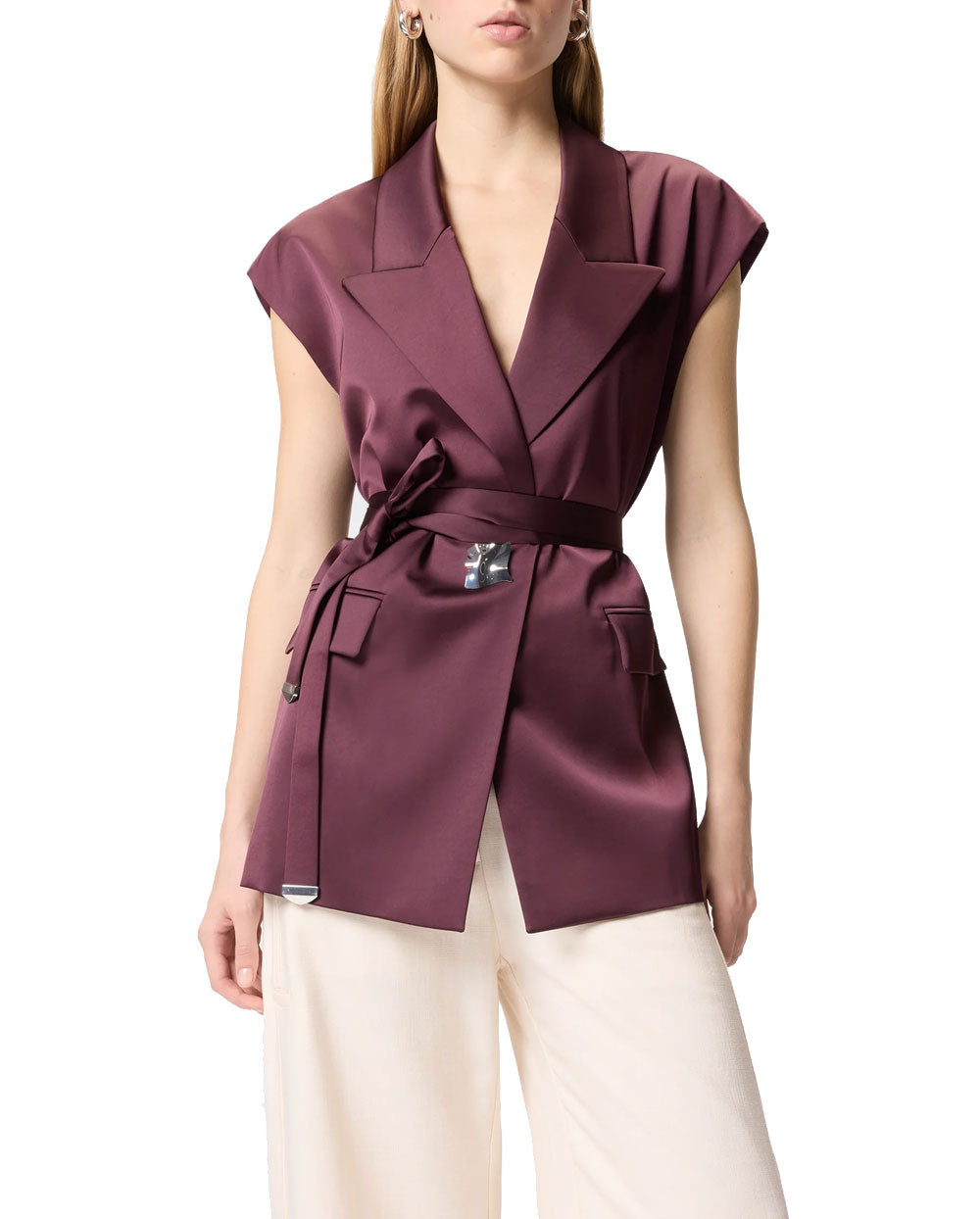 PINKO Giacca Pinko donna 106585A1Y5 Melanzana bordeaux smanicato satin<BR/><BR/> 106585A1Y5 R57 