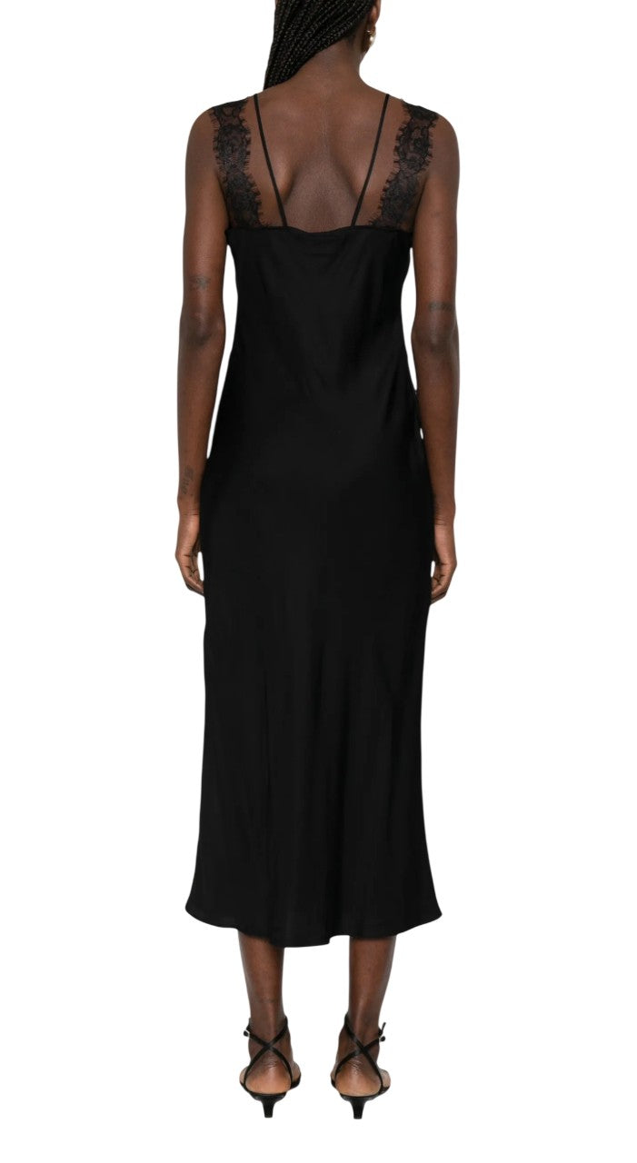 PINKO Abito Pinko donna 106624A385 Z99 Anise midi con pizzo Nero<BR/> 106624A385 Z99 