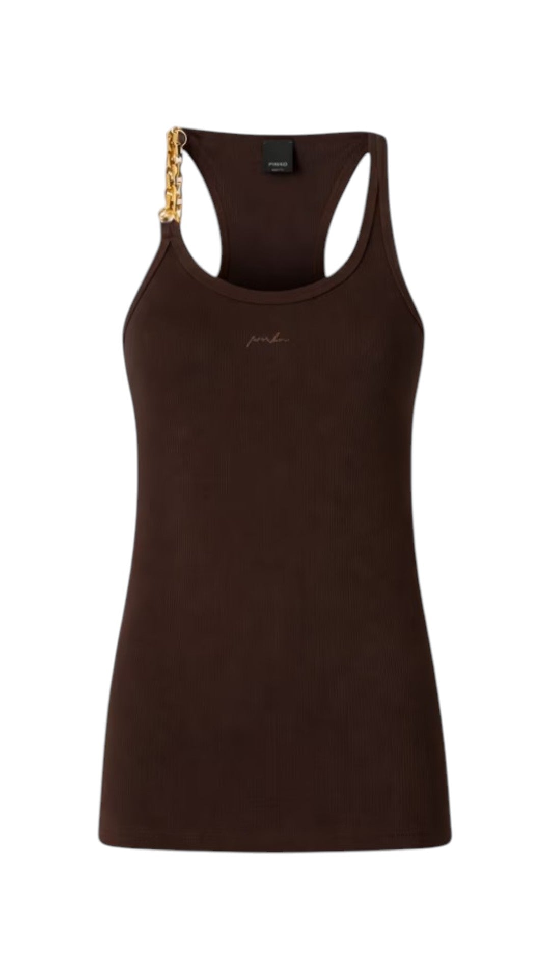 PINKO Canotta Pinko donna 106633A32C M28 Charlene Catena smanicata con catena Marrone scuro<BR/> 106633A32C M28 