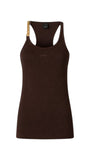 Canotta Pinko donna 106633A32C M28 Charlene Catena smanicata con catena Marrone scuro