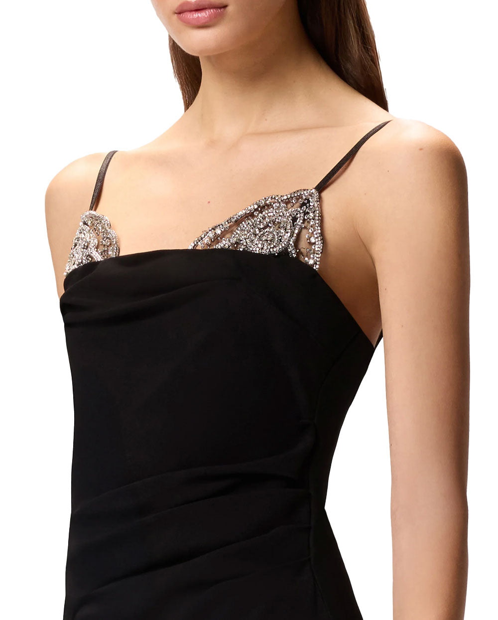 PINKO Abito donna Pinko 106637A31P Carruba nero midi aderente ricamo gioiello 106637A31P Z99 