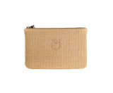 Pochette Pinko donna 106763A39YC 24Q Love Birds in rafia con logo Beige