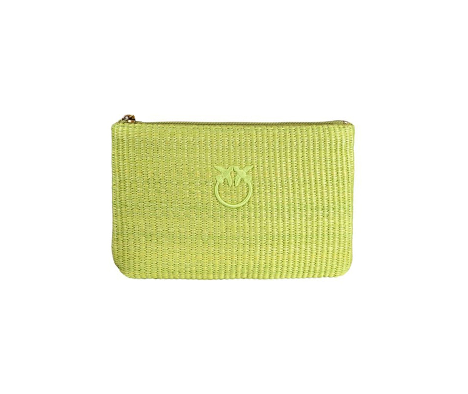 PINKO Pochette Pinko donna 106763A39YV V0Q Love Birds in rafia con logo Verde<BR/> 106763A39Y VV0Q 