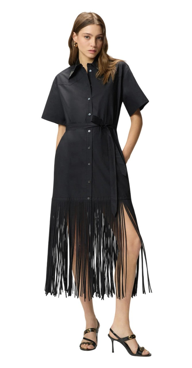 PINKO Abito Pinko donna 106827A2LD Z99 Avigliano chemisier con frange Nero<BR/> 106827A2LD Z99 