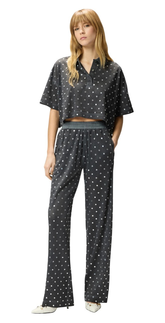 PINKO Pantalone Pinko donna 106852A3BC I91 Bastelli in rete con specchietti Grigio scuro<BR/> 106852A3BC I91 