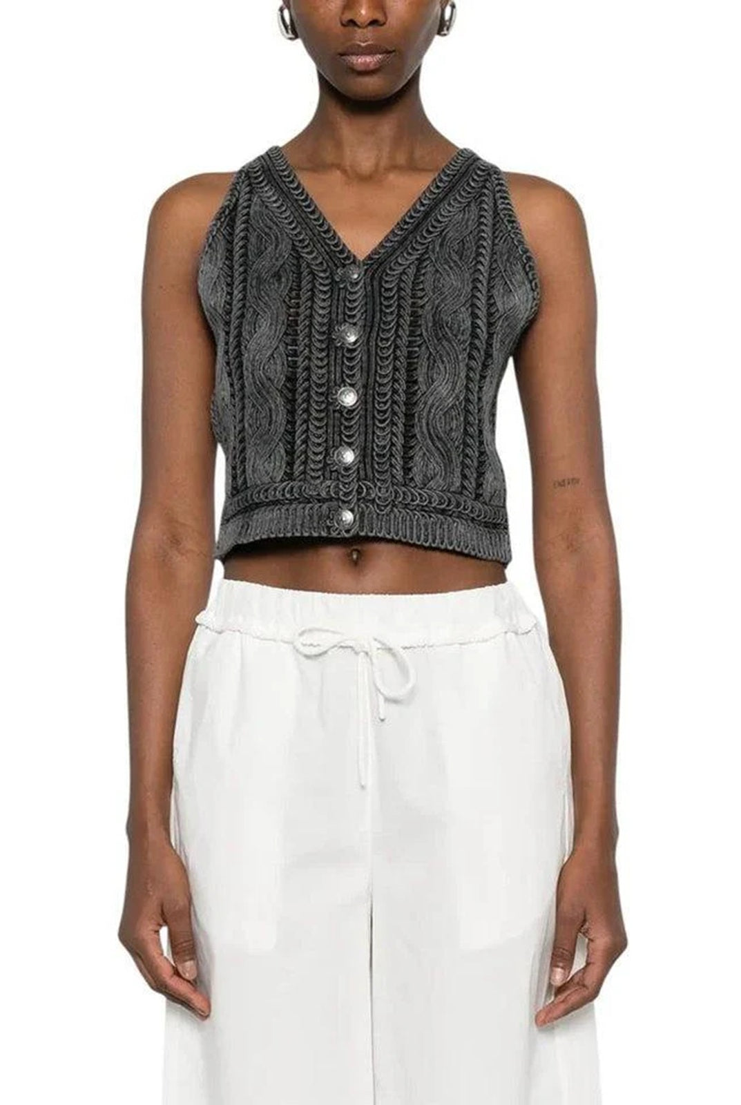 PINKO Gilet Pinko donna 106859A3BA I91 Myrtus in maglia di cotone Grigio<BR/> 106859A3BA I91 