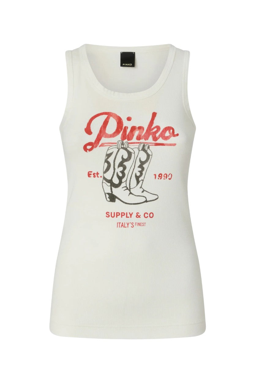 PINKO Top Pinko donna 106901A3BX Z05 Budrio con stampa vintage Bianco<BR/> 106901A3BX Z05 